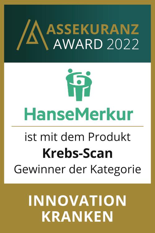 Assekuranz Award 2022 – HanseMerkur Krebs-Scan – Gewinner Kategorie Innovation Kranken