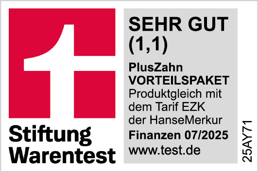 Stiftung Warentest – Sehr gut 1,1 – PlusZahn Vorteilspaket – 07/2025
